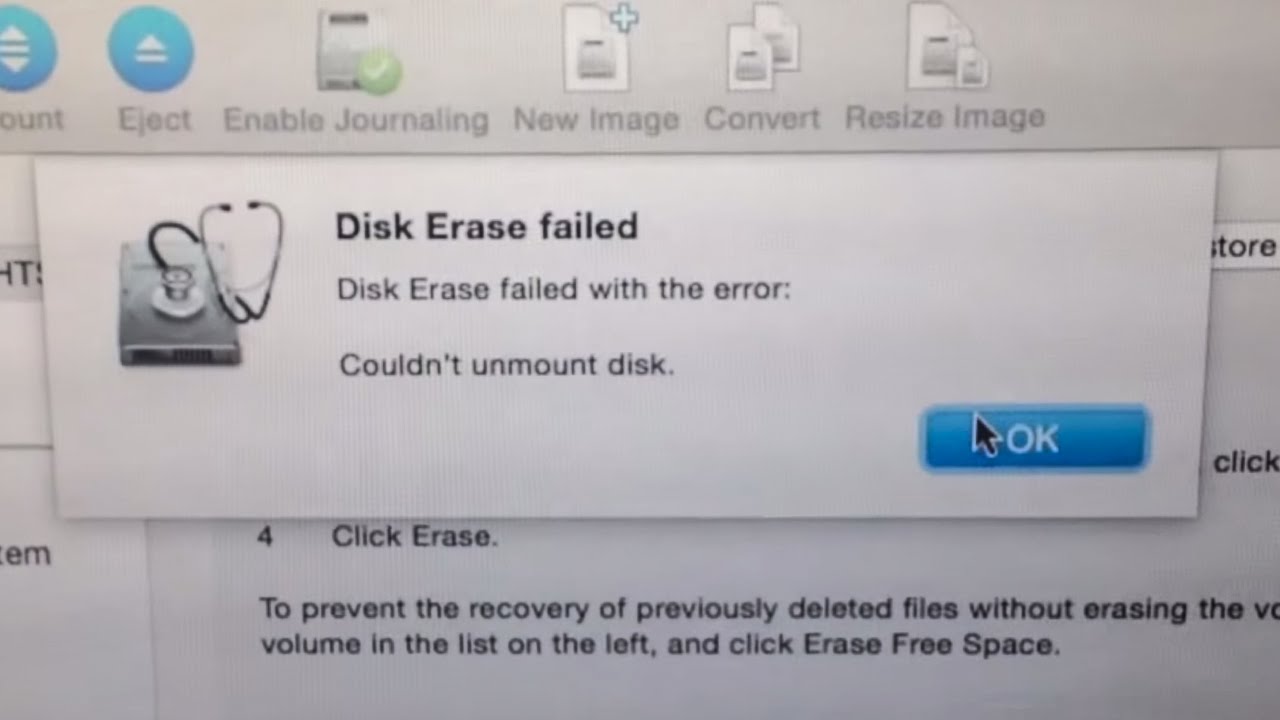 mac could not unmount for repair